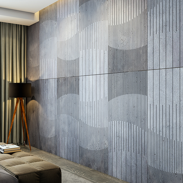 Wall decoration idea in exposed concrete