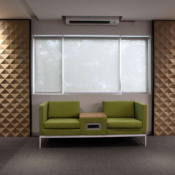 3D wall tiles for office interiors in cement finishes