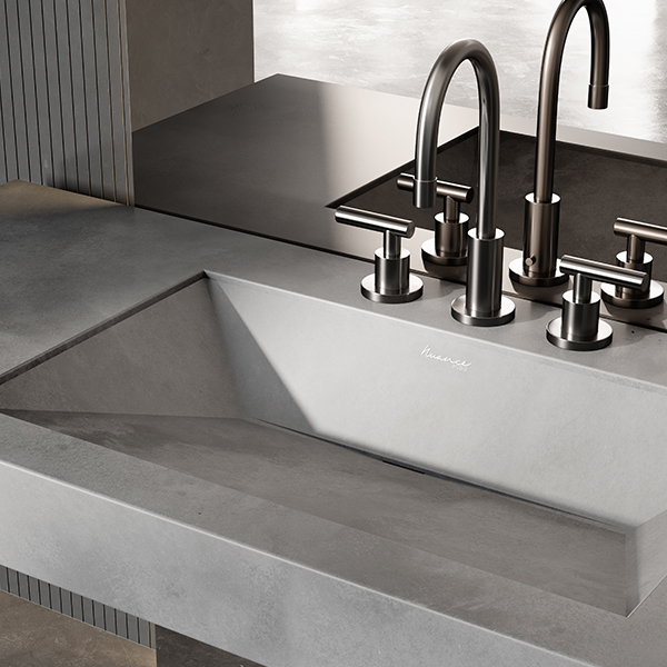 Double wash basins in cement finish